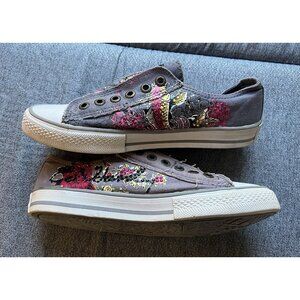 Vtg Ed Hardy Low Rise Slip-on Sneakers Rhinestones womens 7 Koi Fish Y2K Japan